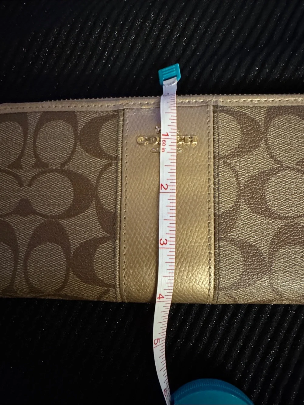 Coach Signature Zip Wallet in Brown and Tan